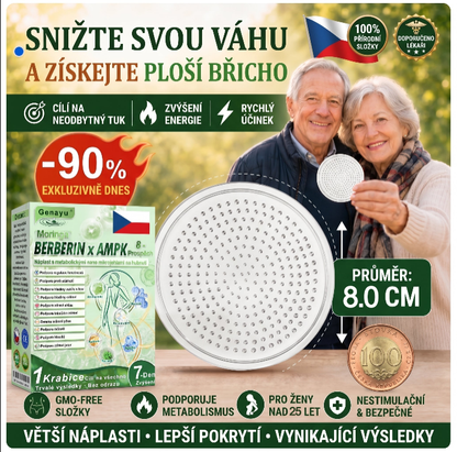 𝐆𝐞𝐧𝐚𝐲𝐮® metabolická nano mikrojehličková náplast 🧑‍⚕️ (Pouze jednou denně, viditelné výsledky již do 7 dnů!) ✅ Formule Berberin + Moringa, ideální při nadváze, nedokonalostech pokožky, diabetu, spánkové apnoe a kloubních potížích 💥💥