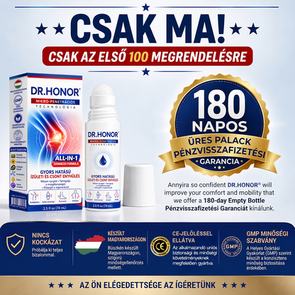 OFICIÁLNÍ E-SHOP | DR.HONOR® Mikrojehličkový roll-on 0,05 mm s rychlým účinkem pro úlevu od bolesti kloubů a kostí 🦴